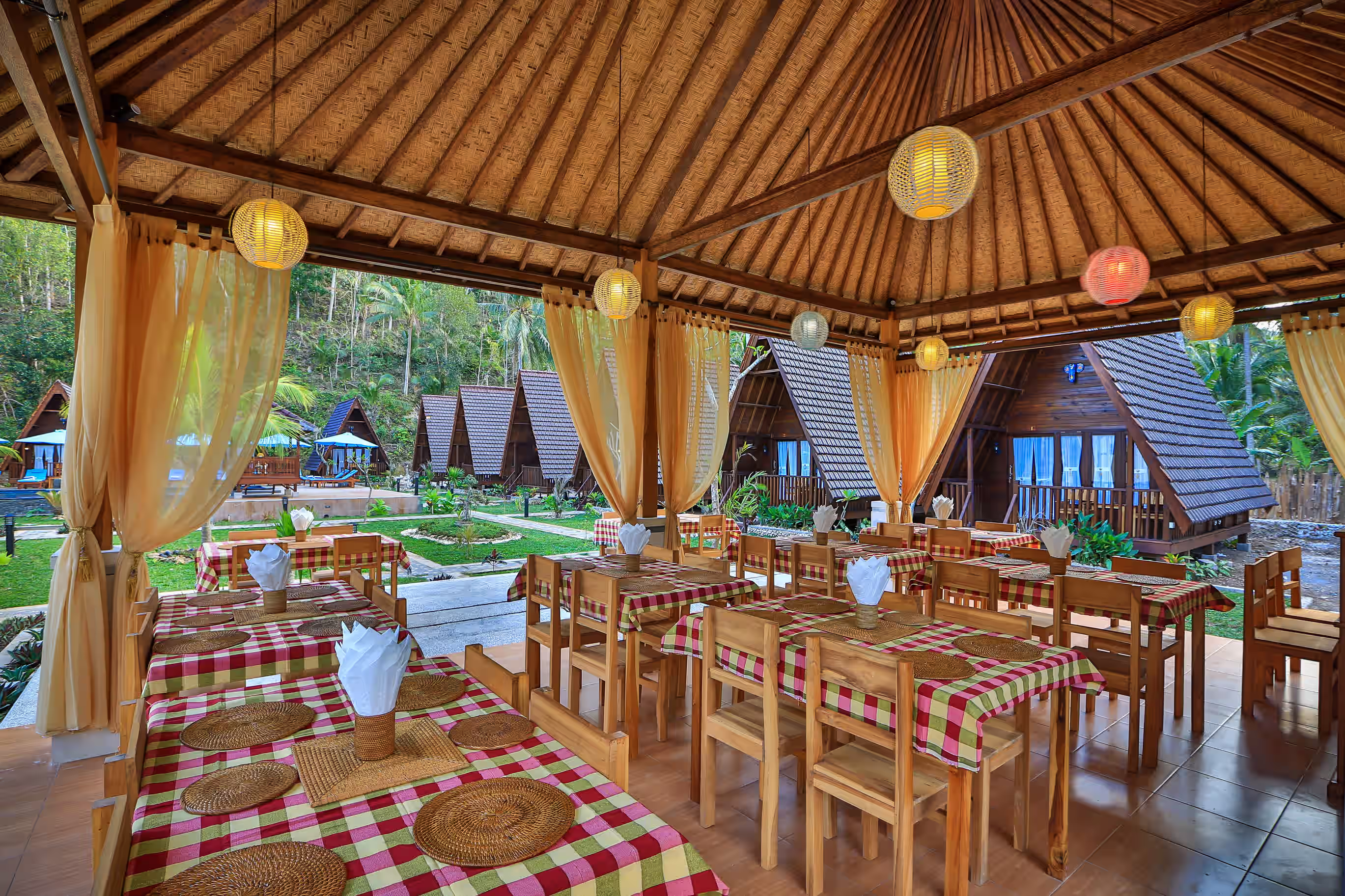 Open-air dining room at Kavana Penida