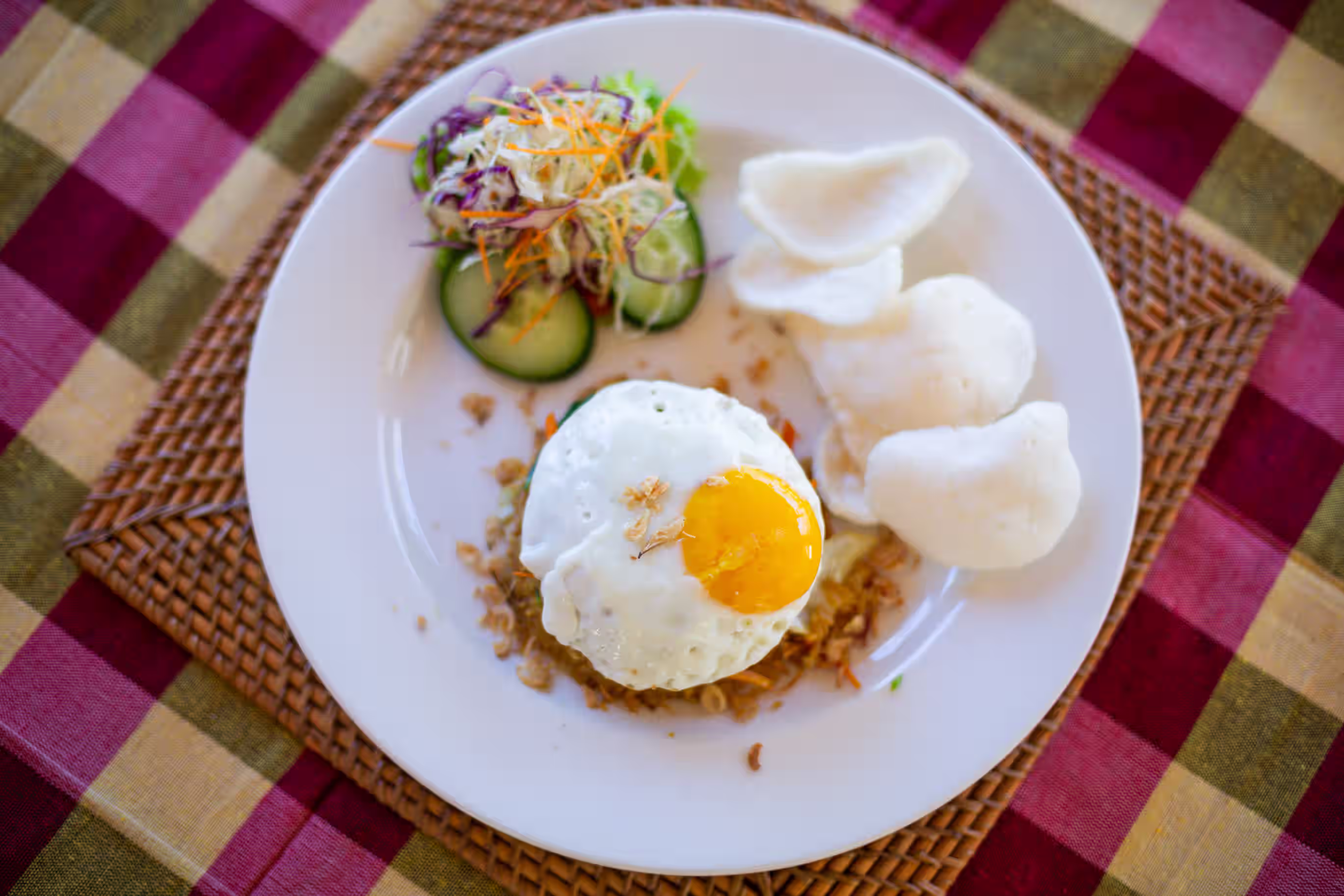 White plate pasta dish at Kavana Penida